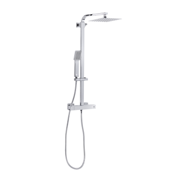 Sealey DH316 Thermostatic Shower Mixer Set, 20x20cm Square Head, Adjustable Rail - Chrome