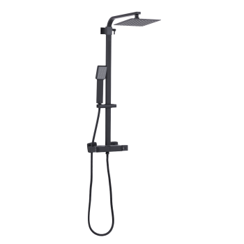 Sealey DH317 Thermostatic Shower Mixer Set, 20x20cm Square Head, Adjustable Rail - Black