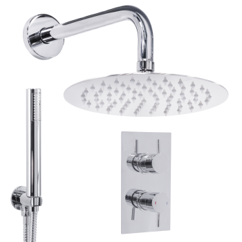Sealey DH318 Concealed Thermostatic Shower Set 20cm Round Head & Hand Shower - Chrome