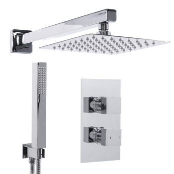 Sealey DH320 Concealed Thermostatic Shower Set 20 x 20cm Square Head & Hand Shower - Chrome