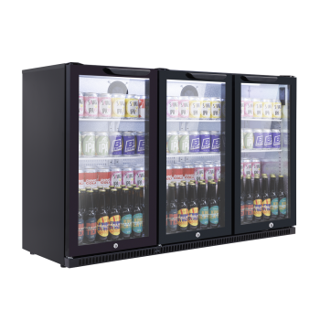 Sealey DH336 Baridi Back Bar Drinks Fridge/Cooler with Triple Hinged Door 307L - Black