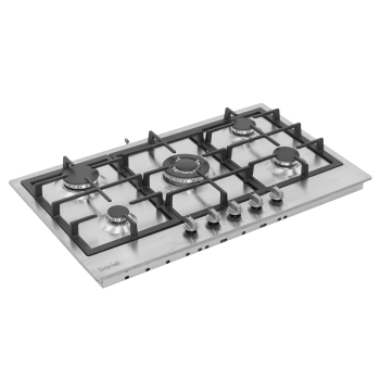 Sealey DH382 Baridi 90cm Gas Hob Stainless Steel with 5 Burners, Cast Iron Supports & Auto Ignition 11kW