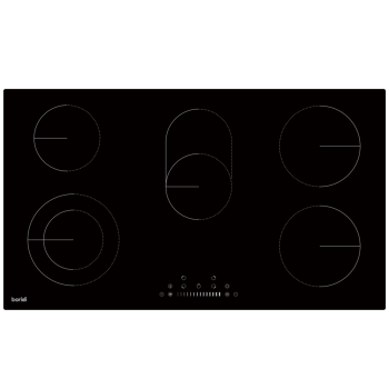 Sealey DH389 Baridi Integrated Ceramic Hob with 5 Cooking Zones 90cm - Black Glass