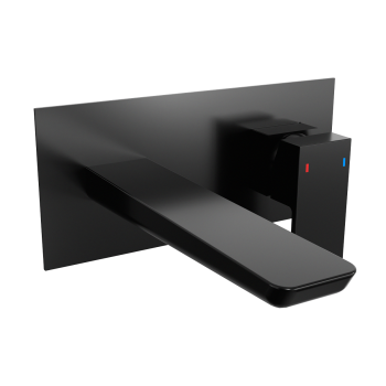 Sealey DH397 Baridi Wall Mounting Basin Mixer Tap, Square - Matt Black