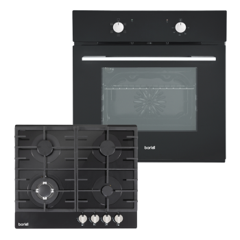 Sealey DH446 Baridi Integrated Fan-Assisted Oven & Black Glass Gas Hob Appliance Bundle - 60cm