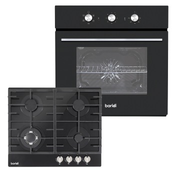 Sealey DH448 Baridi Integrated Fan-Assisted Oven with Timer & Black Glass Gas Hob Appliance Bundle – 60cm