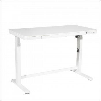 Sealey DH54 Dellonda Single Motor Ultra-Quiet Electric Desk with Control Panel, USB Port & Drawer - White Desktop