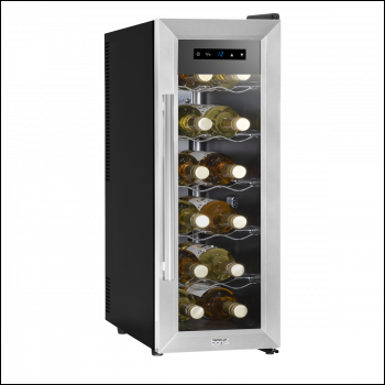 Sealey DH74 Baridi 12 Bottle Wine Fridge & Cooler - Stainless Steel