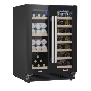 Sealey DH96 Baridi 40 Bottle/120 Can Under-Counter/Freestanding Dual Zone Wine Fridge & Cooler 60cm