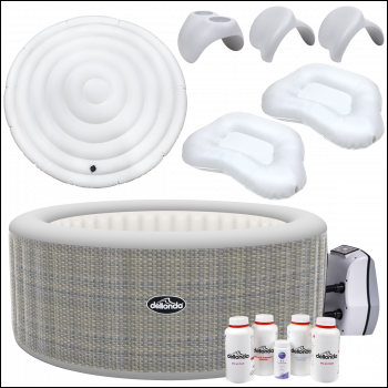 Sealey DL100 Dellonda 2-4 Person Inflatable Hot Tub/Spa with Smart Pump & Starter Kit - Rattan Effect