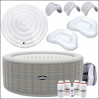 Sealey DL101 Dellonda 4-6 Person Inflatable Hot Tub/Spa with Smart Pump & Starter Kit - Rattan Effect