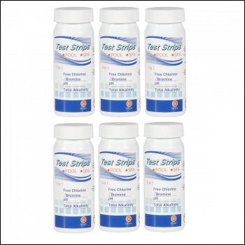 Sealey DL108 Dellonda 3-in-1 Chlorine, PH & Alkalinity Test Strips x50 Strips - Pack of 6