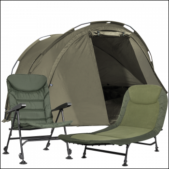 Sealey DL143 Dellonda Two-Person Bivvy Tent, Reclining Chair & Bedchair Set
