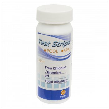 Sealey DL32 Dellonda 3-in-1 Chlorine, PH & Alkalinity Test Strips x50 Strips - Pack of 1