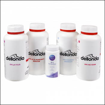Sealey DL62 Dellonda Hot Tub/Spa Starter Kit - Chlorine, pH Increaser, Dry Acid, Foam Down & Test Strips