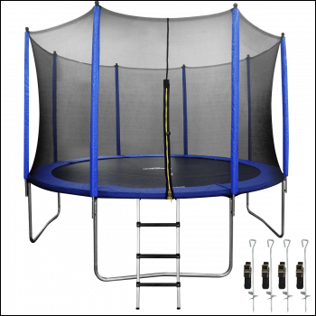 Sealey DL95 Dellonda Heavy-Duty Outdoor Trampoline with Safety Enclosure Net, Anchors & Ladder 12ft