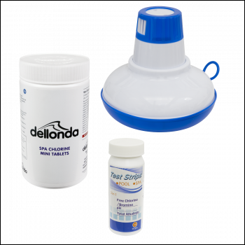 Sealey DL97 Dellonda Hot Tub/Spa & Swimming Pool Chlorine Pack includes Chlorine Mini Tabs 1kg, Chemical Floaters & 3-in-1 Test Strips