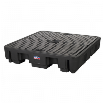 Sealey DRP18 4 Drum Polyethylene Barrel Bund/Spill Pallet 1380 x 1290 x 280mm