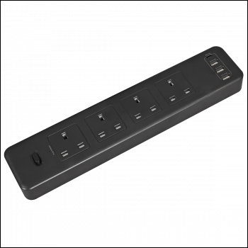 Sealey EL34USBB 2.6m Extension Lead with USB Ports - Black
