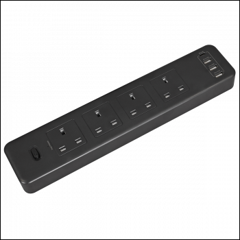 Sealey EL34USBB Extension Lead 2.6m with USB Ports - Black
