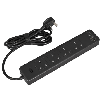 Sealey EL34USBB 2.6m Extension Lead with USB Ports - Black