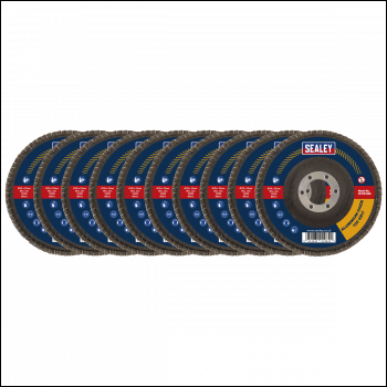 Sealey FD115120E10 115mm Aluminium Oxide Flap Discs 120Grit 22mm Bore - Pack of 10