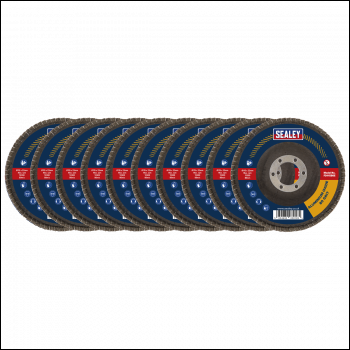 Sealey FD11580E10 115mm Aluminium Oxide Flap Discs 80Grit 22mm Bore - Pack of 10