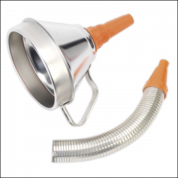 Sealey FM16F Metal Flexible Spout Funnel with Filter 160mm