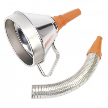 Sealey FM16F Funnel Metal with Flexible Spout & Filter Ø160mm