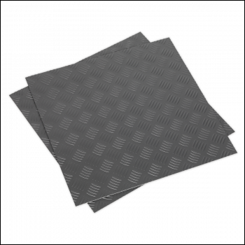 Sealey FT1S Vinyl Floor Tile with Peel & Stick Backing - Silver Treadplate Pack of 16