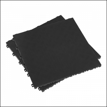 Sealey FT3B Polypropylene Floor Tile 400 x 400mm, Black Treadplate - Pack of 9