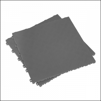 Sealey FT3G Polypropylene Floor Tile 400 x 400mm, Grey Treadplate - Pack of 9