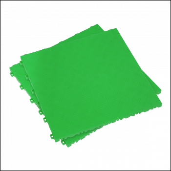 Sealey FT3GR Polypropylene Floor Tile - Green Treadplate 400 x 400mm - Pack of 9