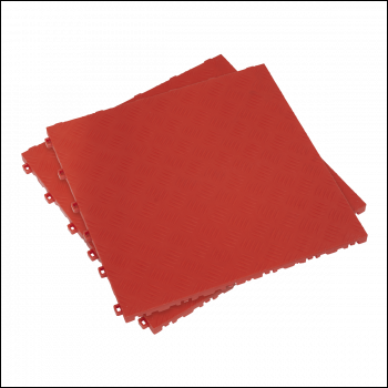 Sealey FT3R Polypropylene Floor Tile 400 x 400mm - Red Treadplate - Pack of 9