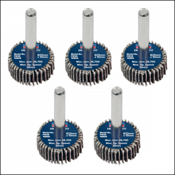Sealey FW2510805 25 x 10mm Abrasive Flap Wheel with 6mm Shaft 80Grit - Pack of 5