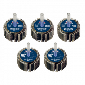 Sealey FW4020805 40 x 20mm Abrasive Flap Wheel with 6mm Shaft 80Grit - Pack of 5