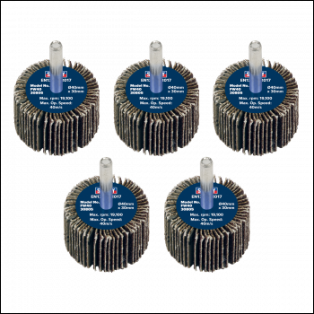 Sealey FW4030805 40 x 30mm Abrasive Flap Wheel with 6mm Shaft 80Grit - Pack of 5