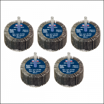 Sealey FW6030805 60 x 30mm Abrasive Flap Wheel with 6mm Shaft 80Grit - Pack of 5