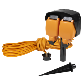 Sealey GCR15S 15m Weatherproof Extension Lead & Ground Spike 2 x 230V