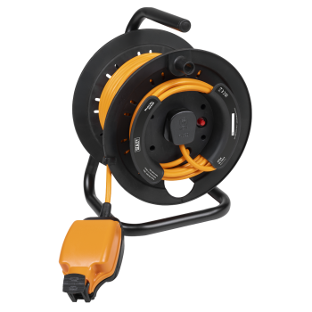 Sealey GCR25 25m IP54 Weatherproof In-line Socket with Thermal Cutout, & 3m Additional Plug Cable