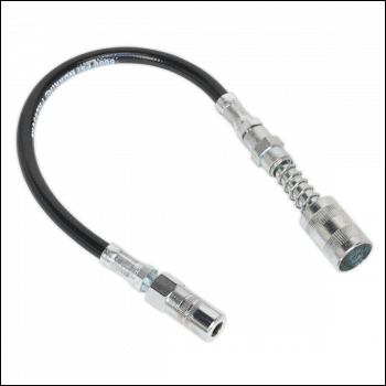 Sealey GGSF300 Flexible Rubber Grease Gun Delivery Hose with 4-Jaw Connector & Quick Release Coupling 300mm
