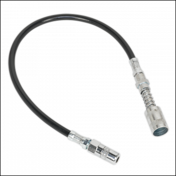 Sealey GGSF450 Flexible Rubber Grease Gun Delivery Hose with 4-Jaw Connector & Quick Release Coupling 450mm