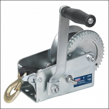Sealey GWW2000M Geared Hand Winch with Webbing Strap 900kg Capacity