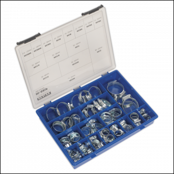 Sealey HCJ85AC HI-GRIP® Zinc Plated Hose Clip Assortment 9.5-55mm 81pc
