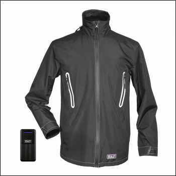 Sealey HJ04KIT 5V Heated Rain Jacket with Power Bank 10Ah - X-Large