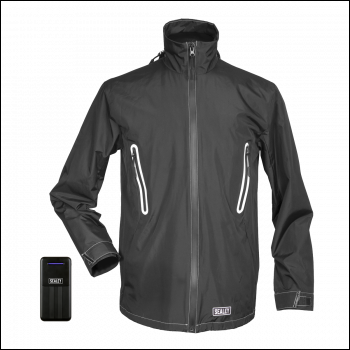 Sealey HJ05KIT 5V Heated Rain Jacket - Small with Power Bank 20Ah