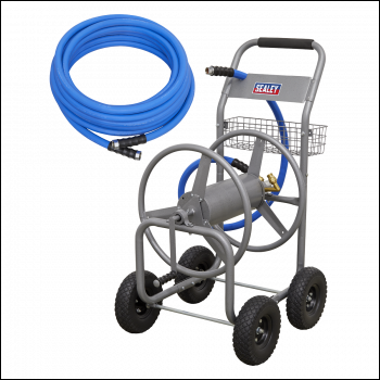 Sealey HRKIT5 Heavy-Duty Hose Reel Cart with 5m Heavy-Duty Ø19mm Hot & Cold Rubber Water Hose