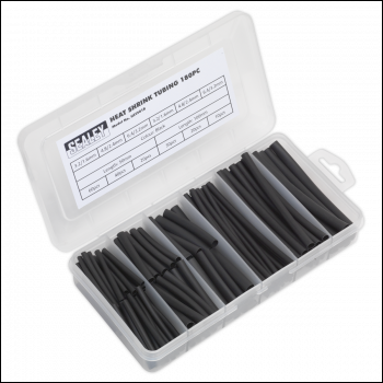 Sealey HST501B Heat Shrink Tubing Assortment 50 & 100mm 180pc - Black