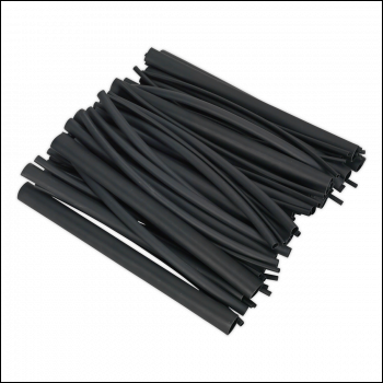 Sealey HSTAL72B Heat Shrink Tubing Assortment 72pc Black Adhesive Lined 200mm