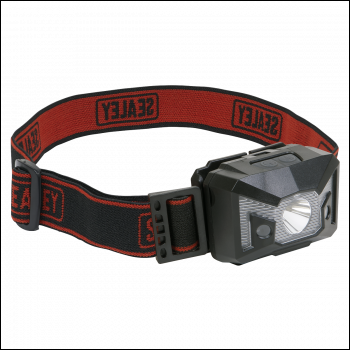 Sealey HT03LED Head Torch 3W SMD & 2 Red LED 3 x AAA Cell with Auto-Sensor